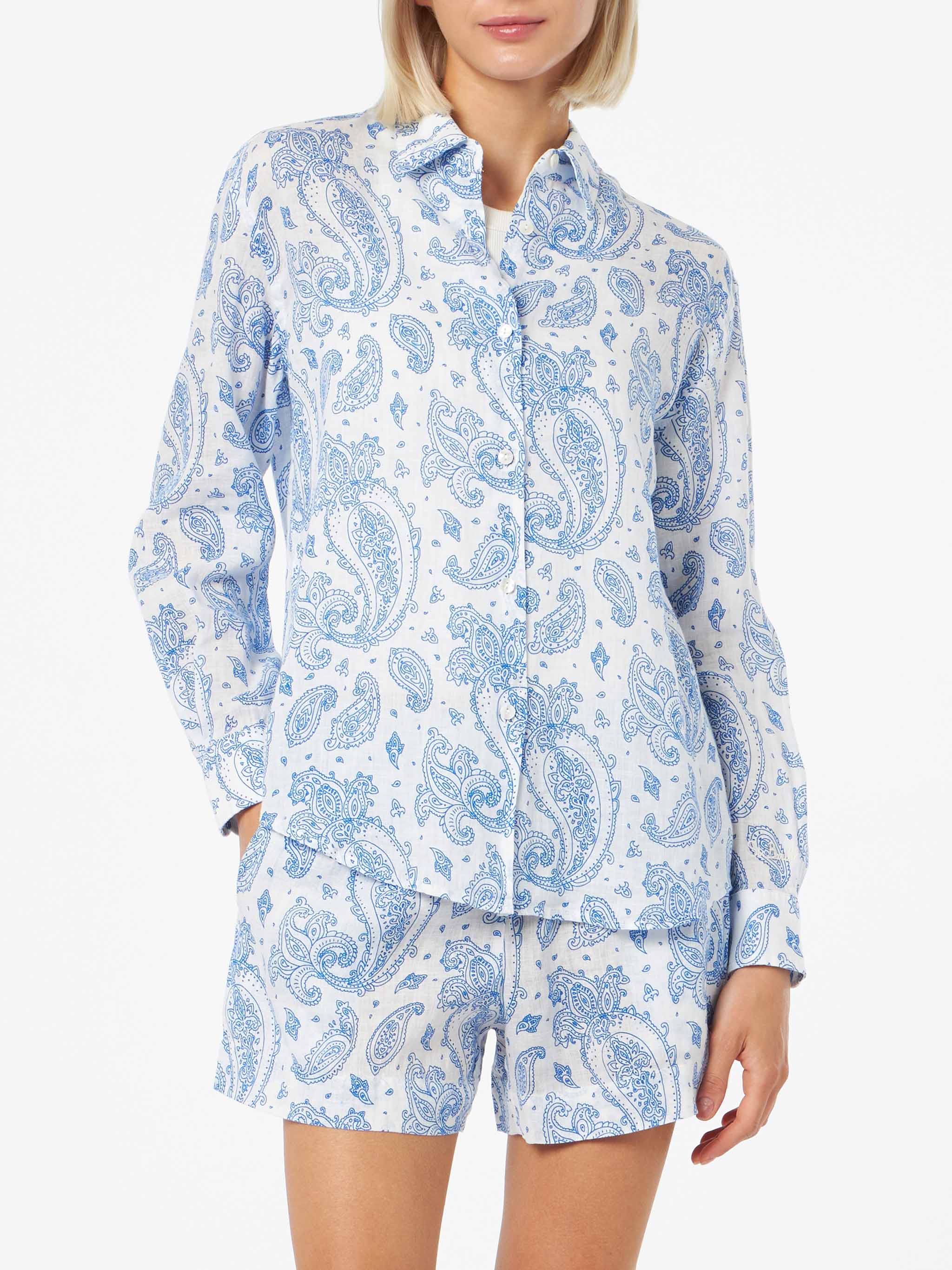 Meredith paisley linen shirt