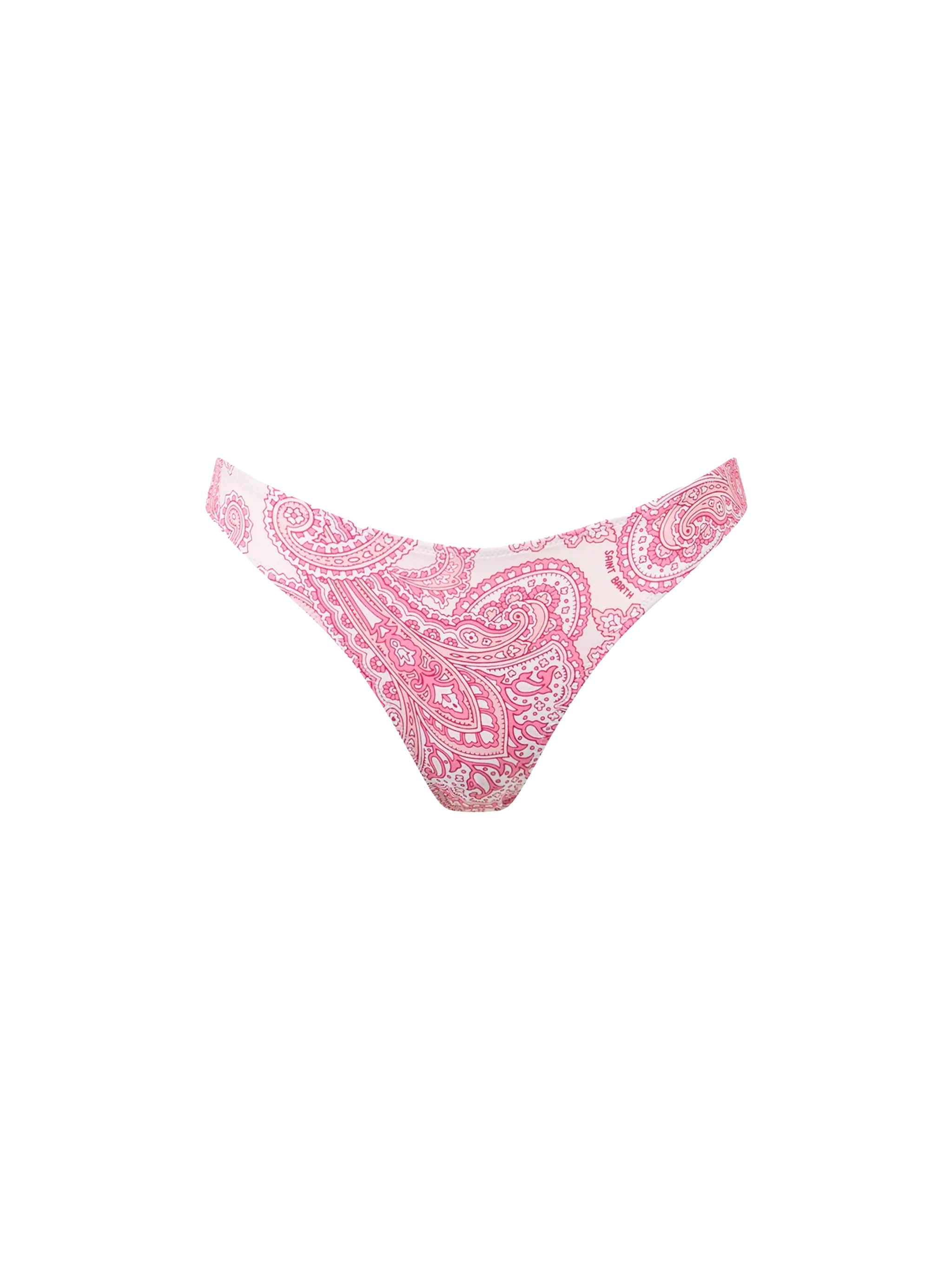 Pink Lido swim briefs with paisley print