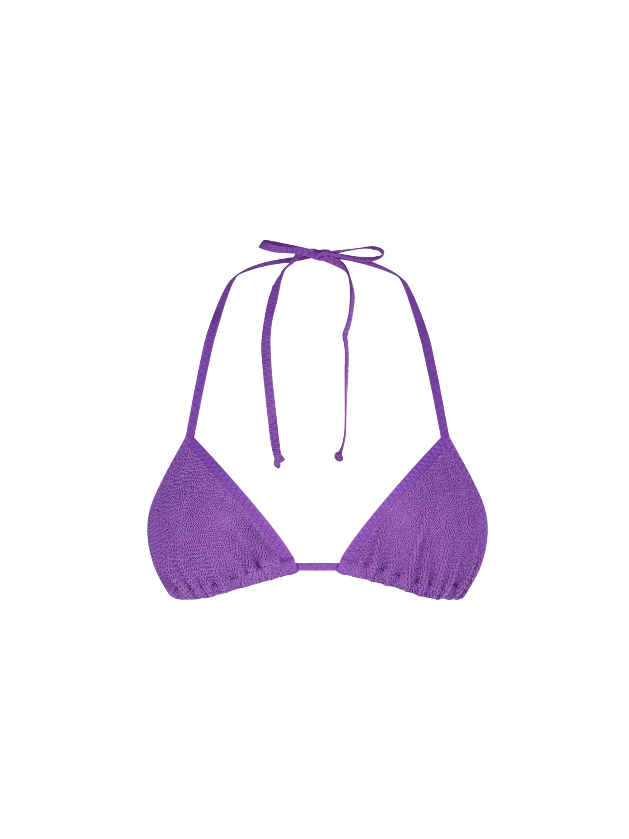 Leah purple crinkle triangle swimsuit top