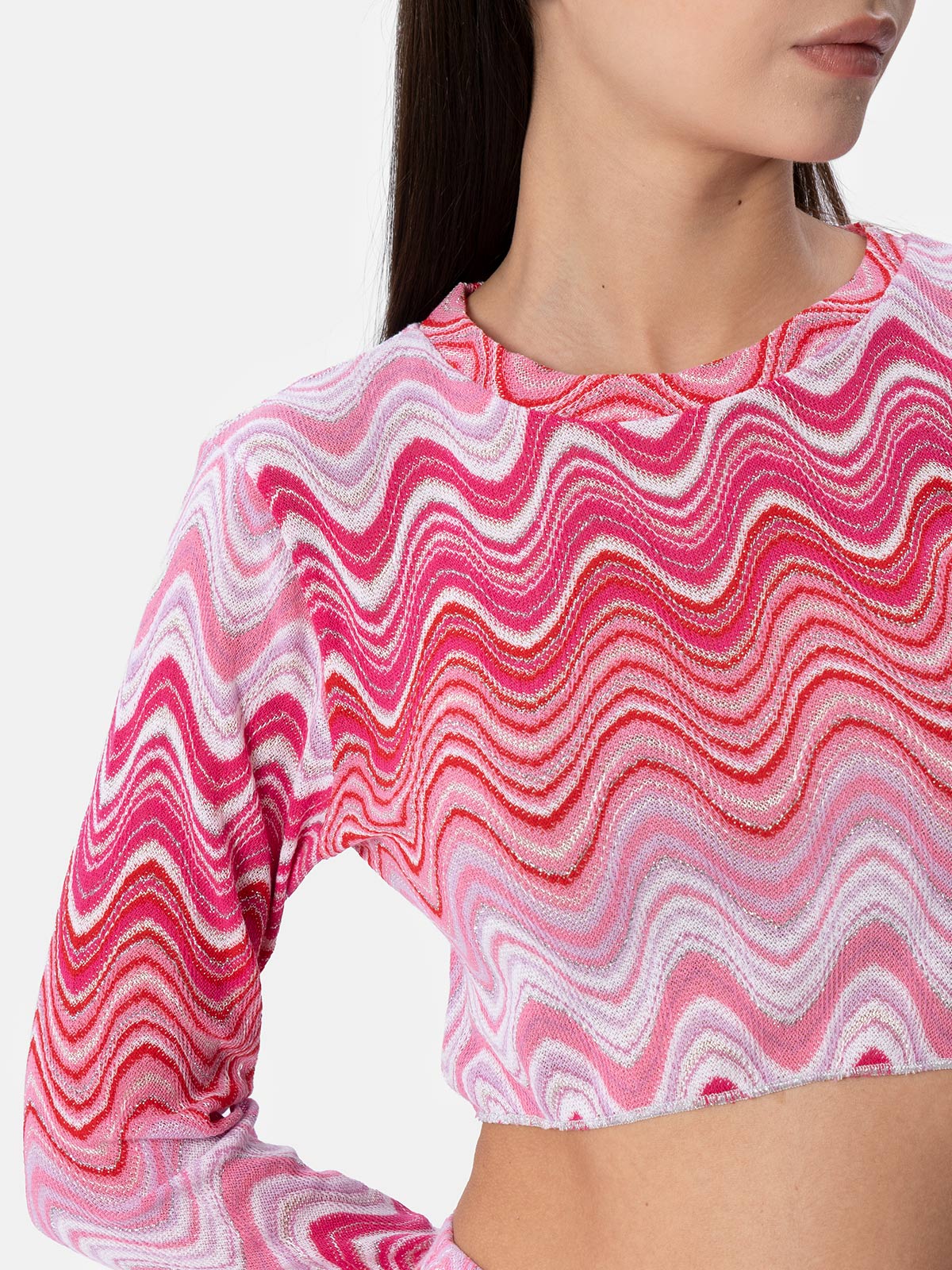 Woman raschel knit cropped t-shirt Siviglia - Image 3