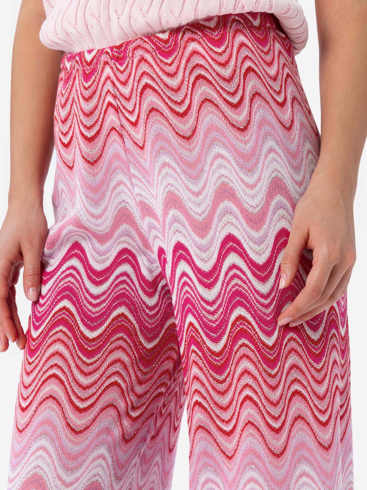 Woman raschel knit wide-leg pink trousers Amalia - Image 2