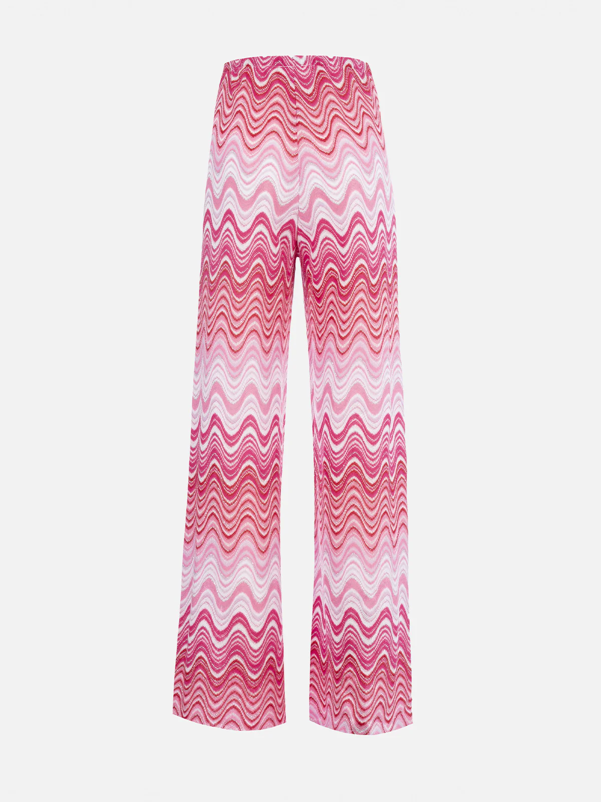 Woman raschel knit wide-leg pink trousers Amalia - Image 5