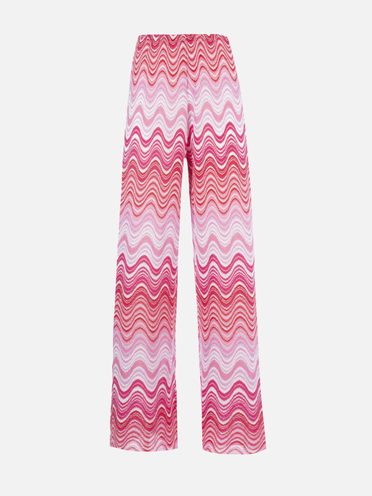 Woman raschel knit wide-leg pink trousers Amalia - Image 6