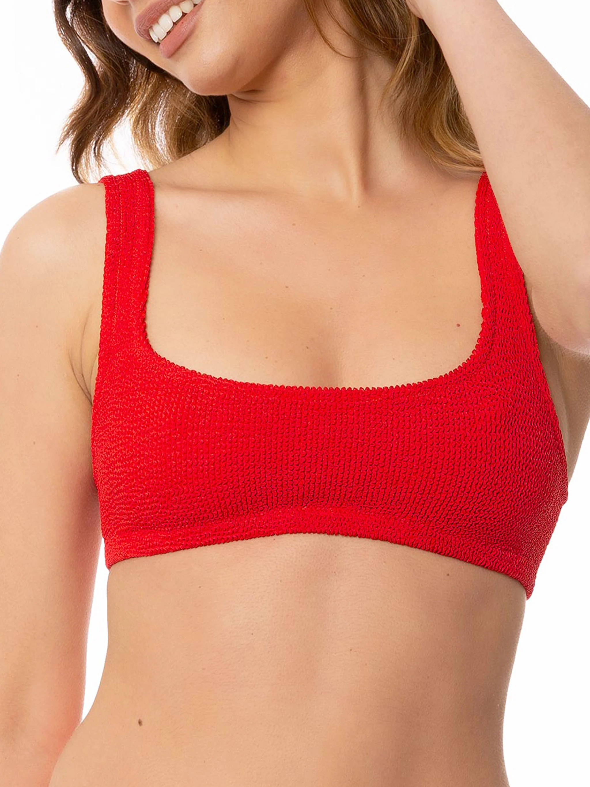 Red Naima crinkle bralette bikini top