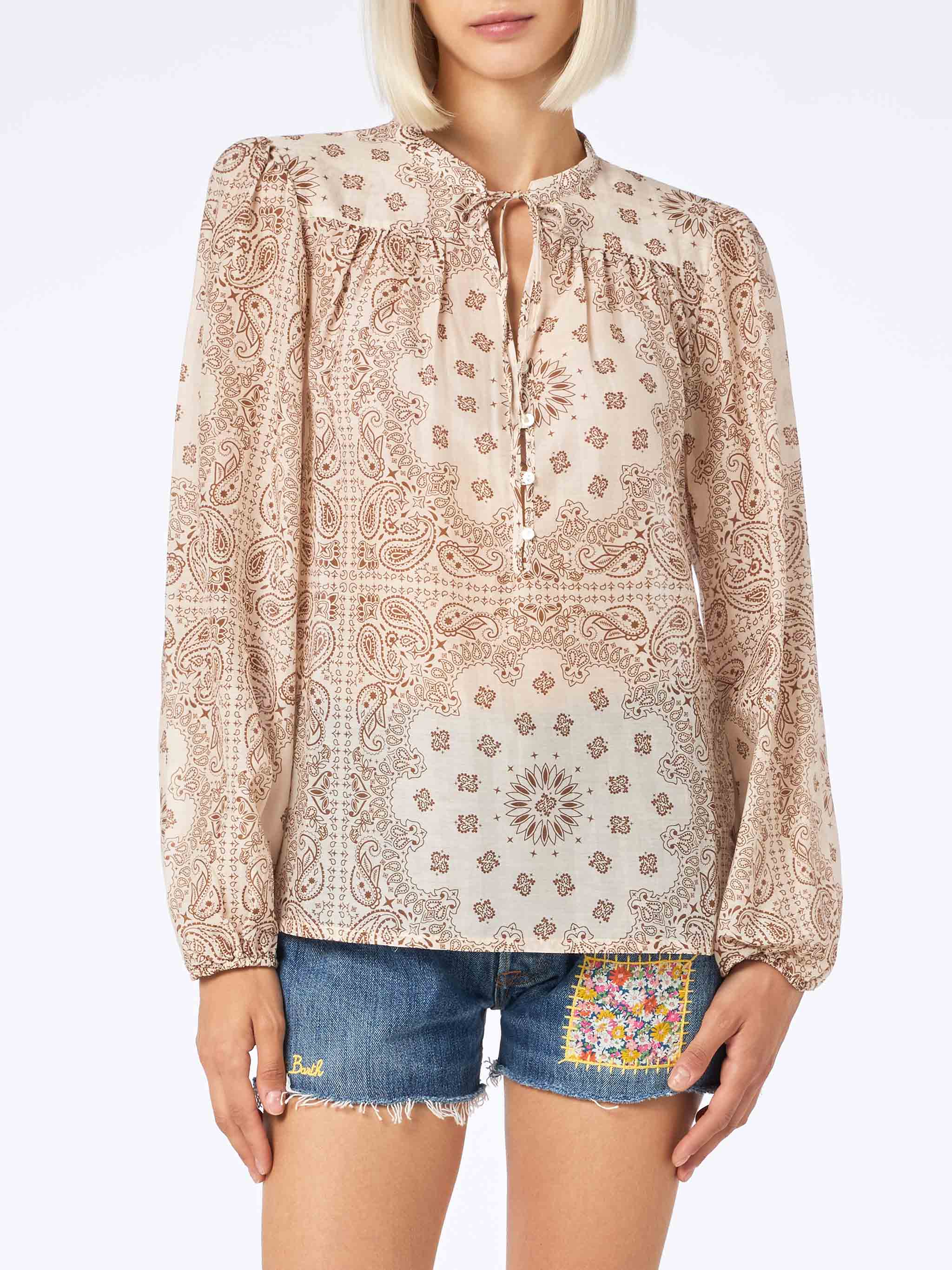 Harper silk blouse with bandanna print - Image 2