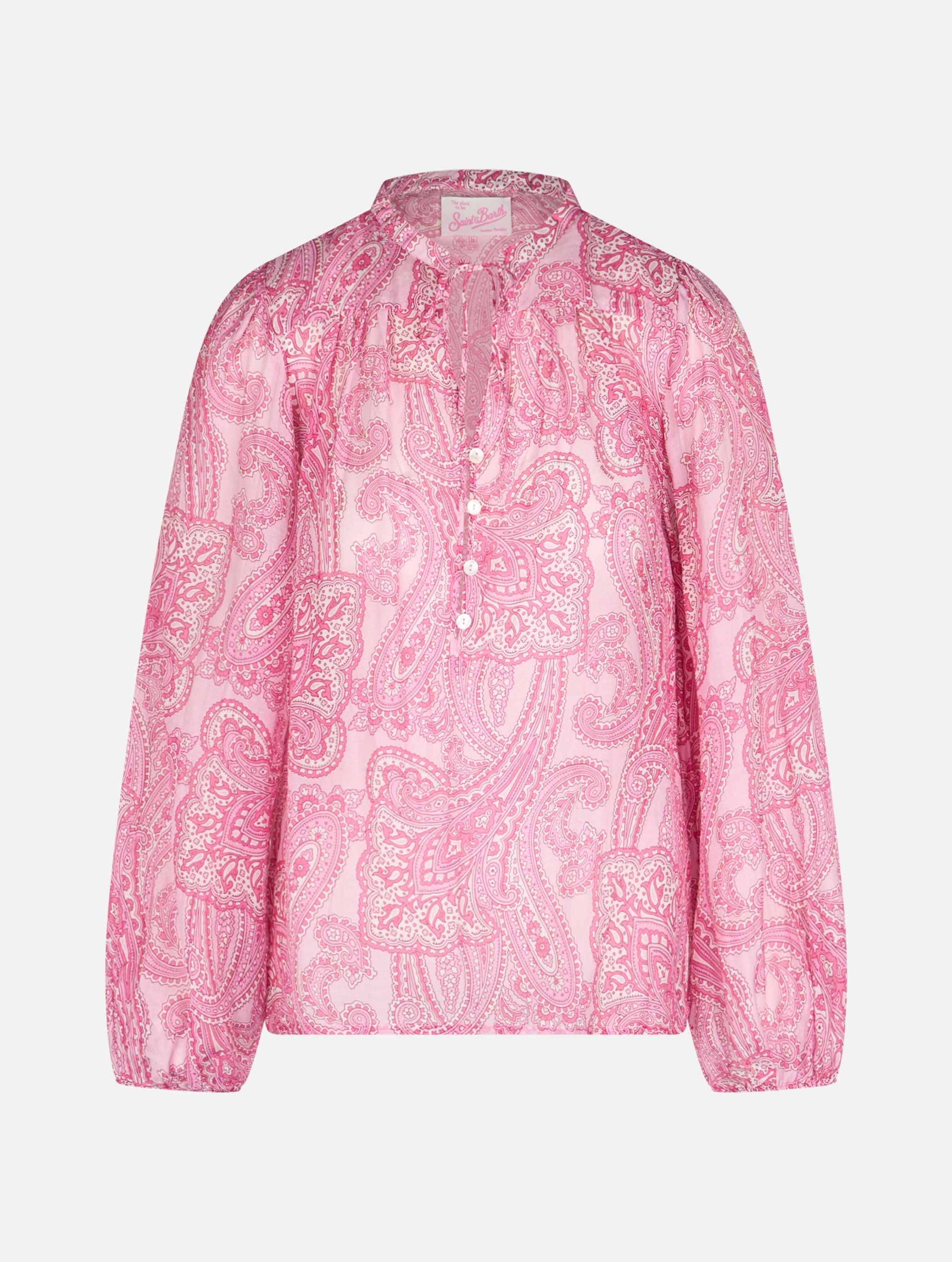 Harper silk voile blouse with paisley print