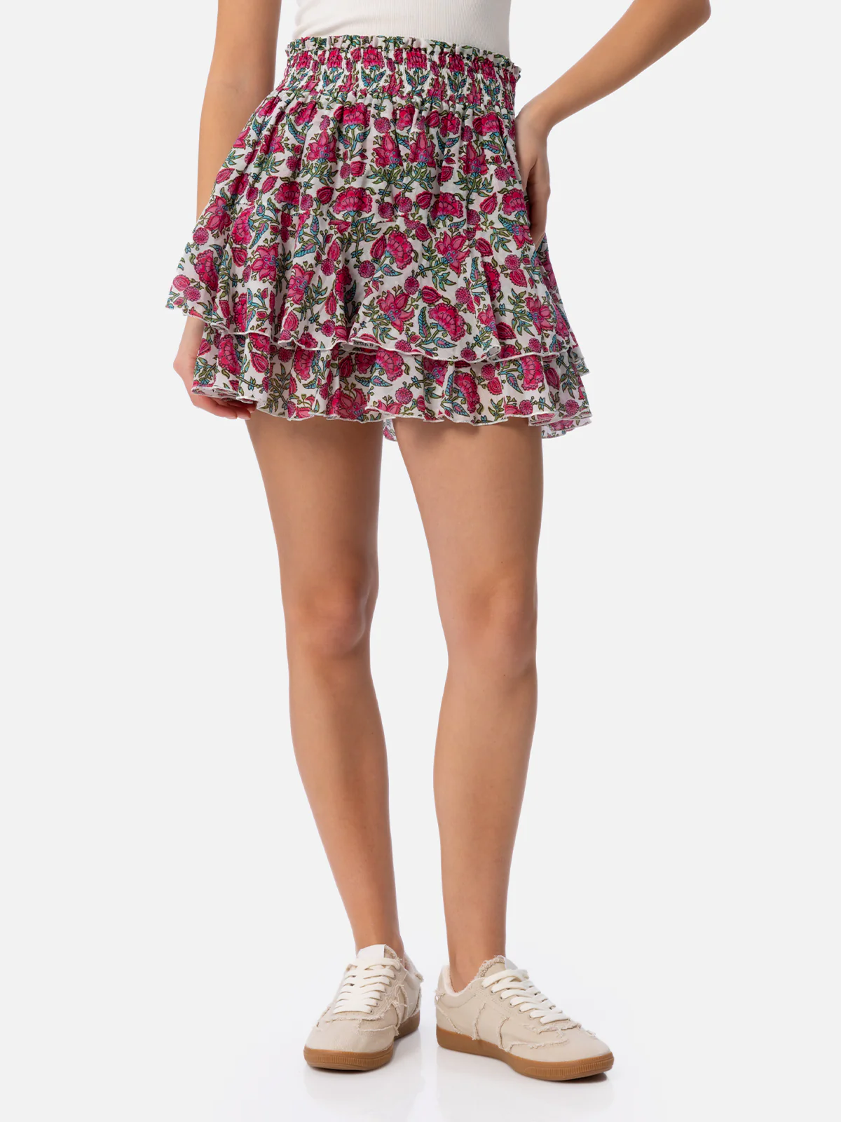Eivissa floral silk voile mini skirt