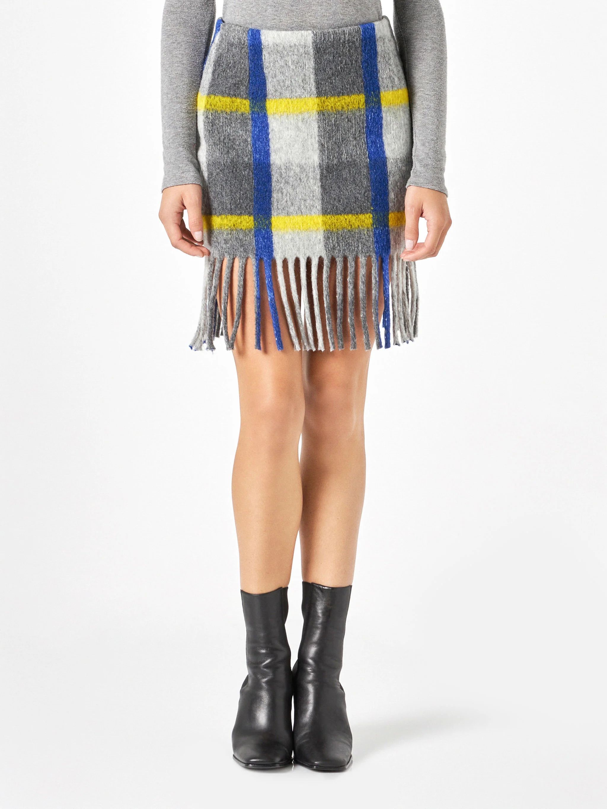 Katrine skirt with fringes and tartan pattern