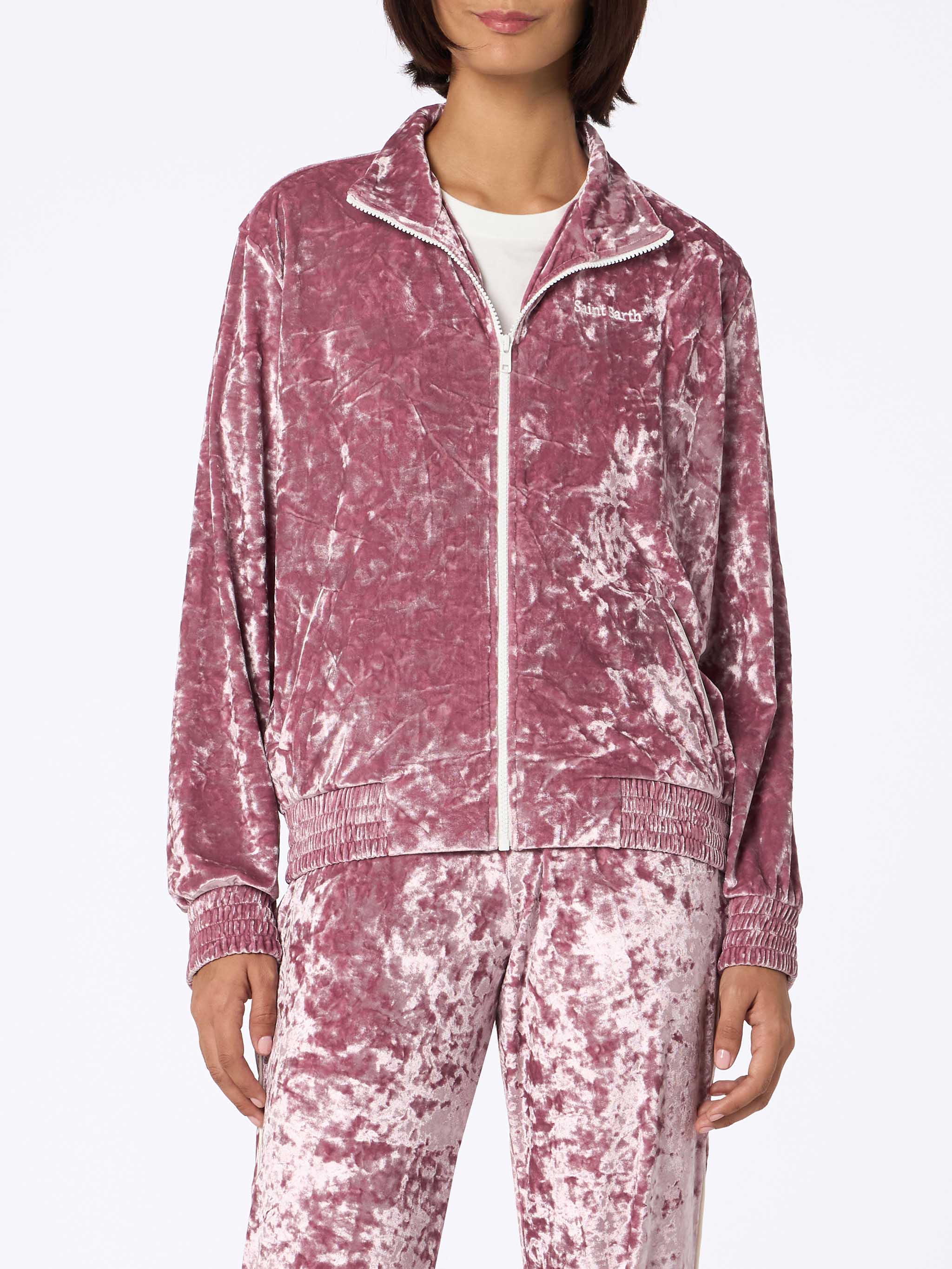 Miriam pink chenille zip hoodie