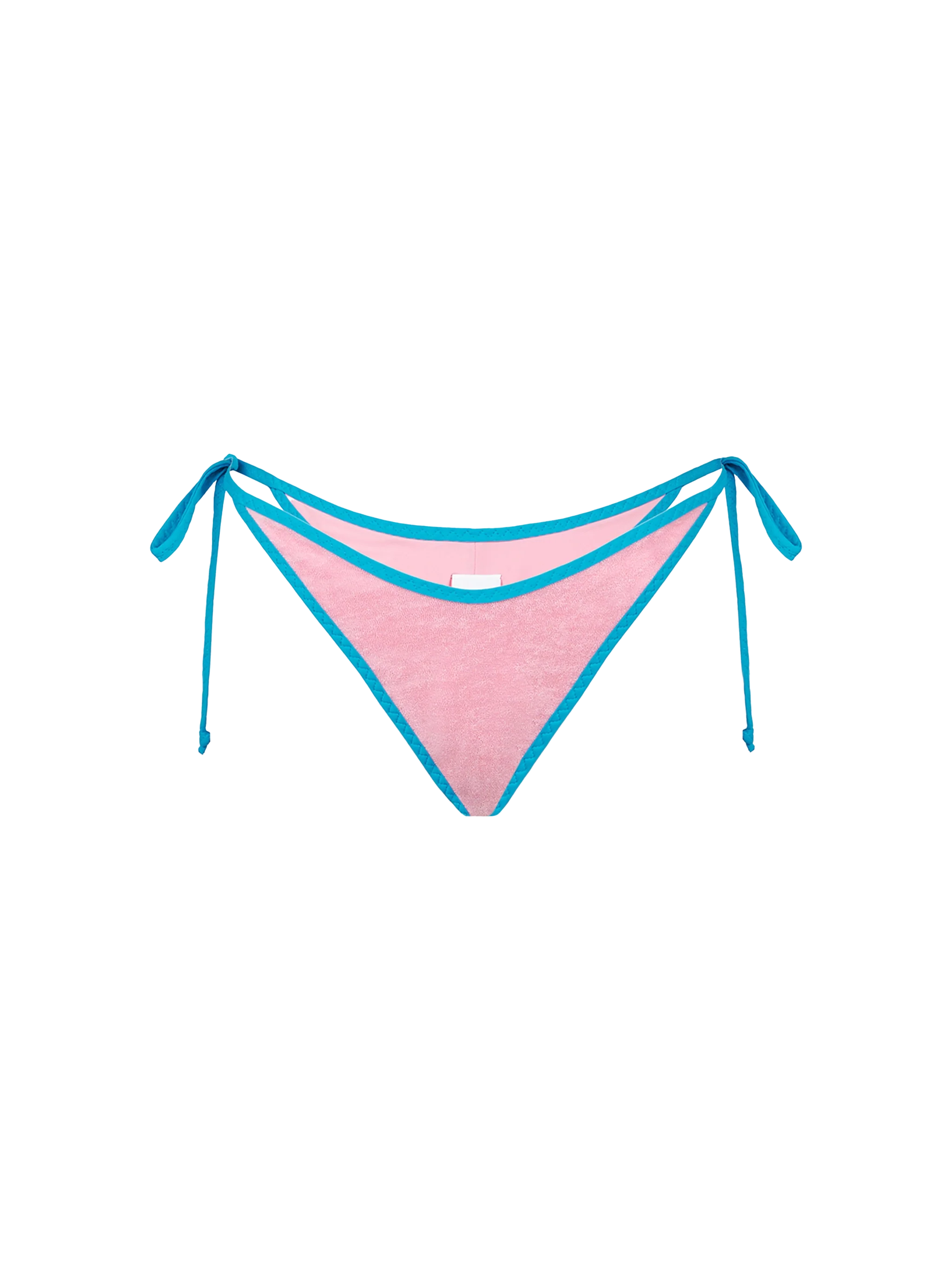 Norah pink terry effect solid color string swim briefs