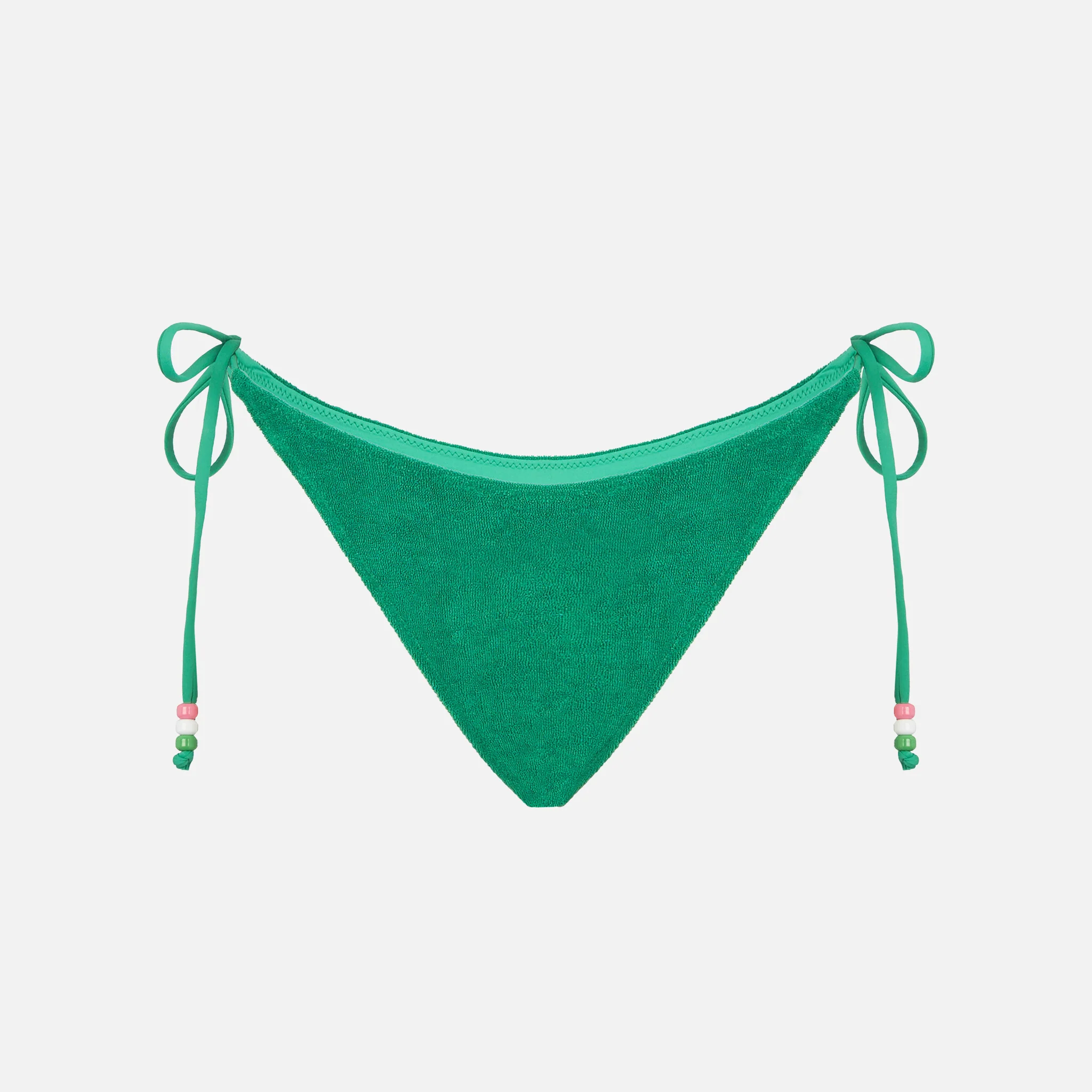 Green terry Marielle swim briefs with charms