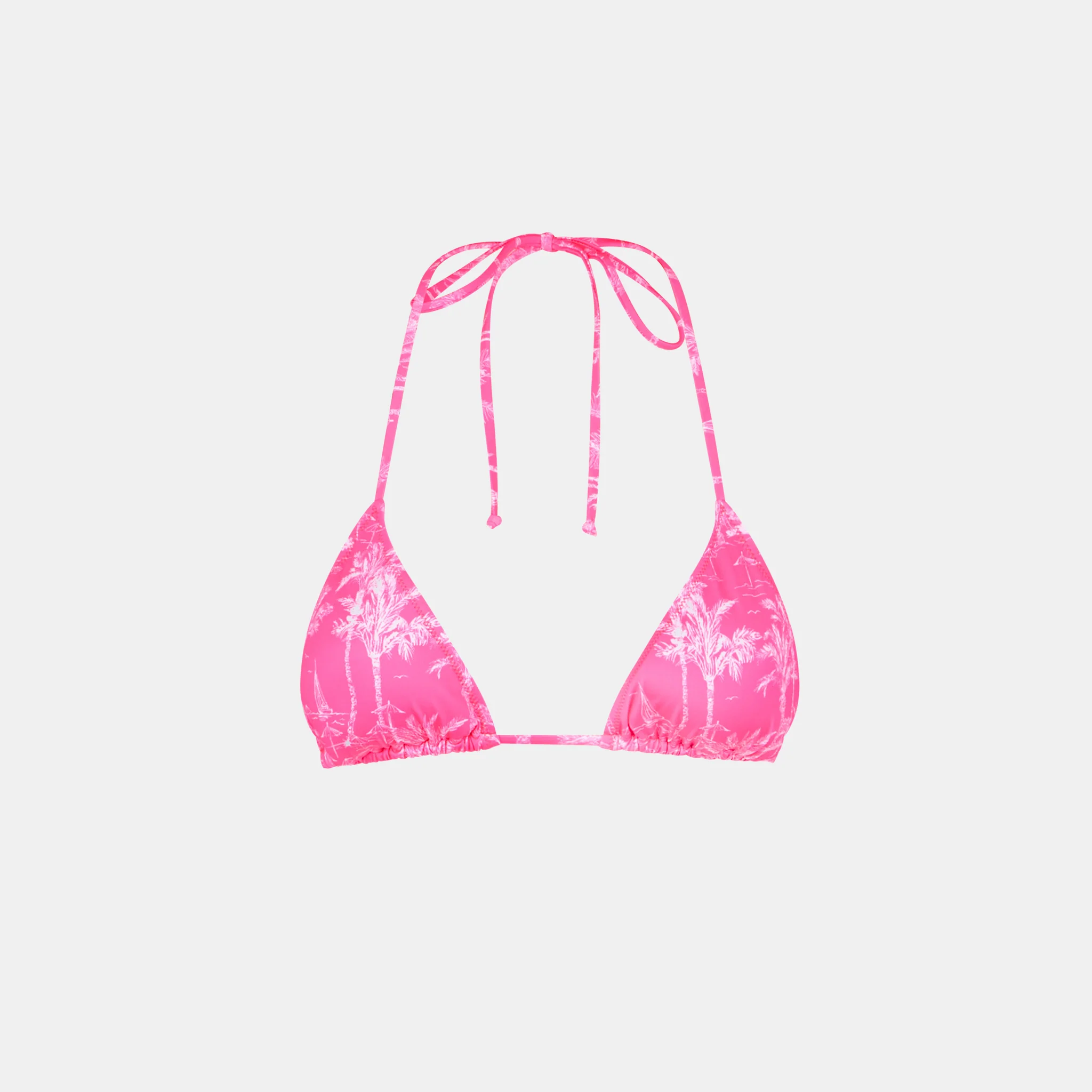 Leah fuchsia toile de jouy triangle bikini top