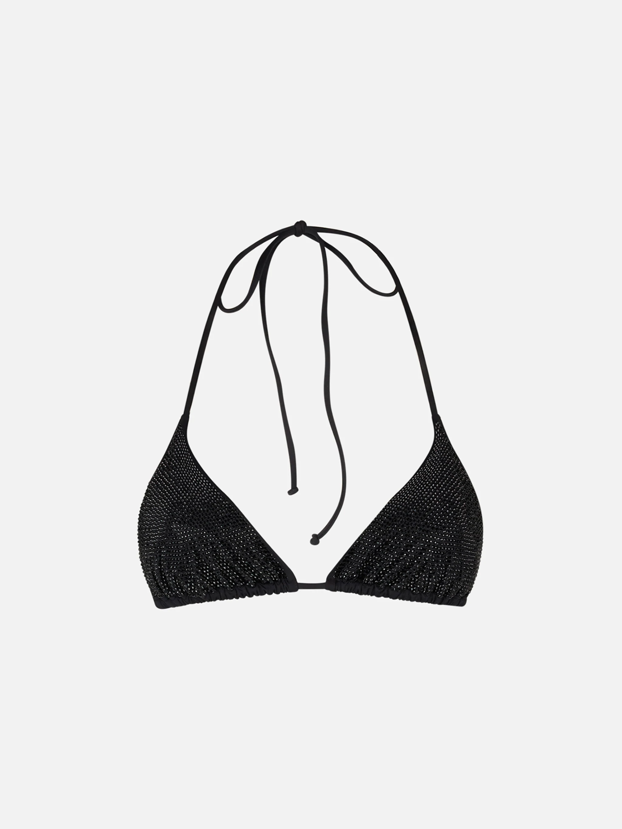 Woman triangle top swimsuit with black strass