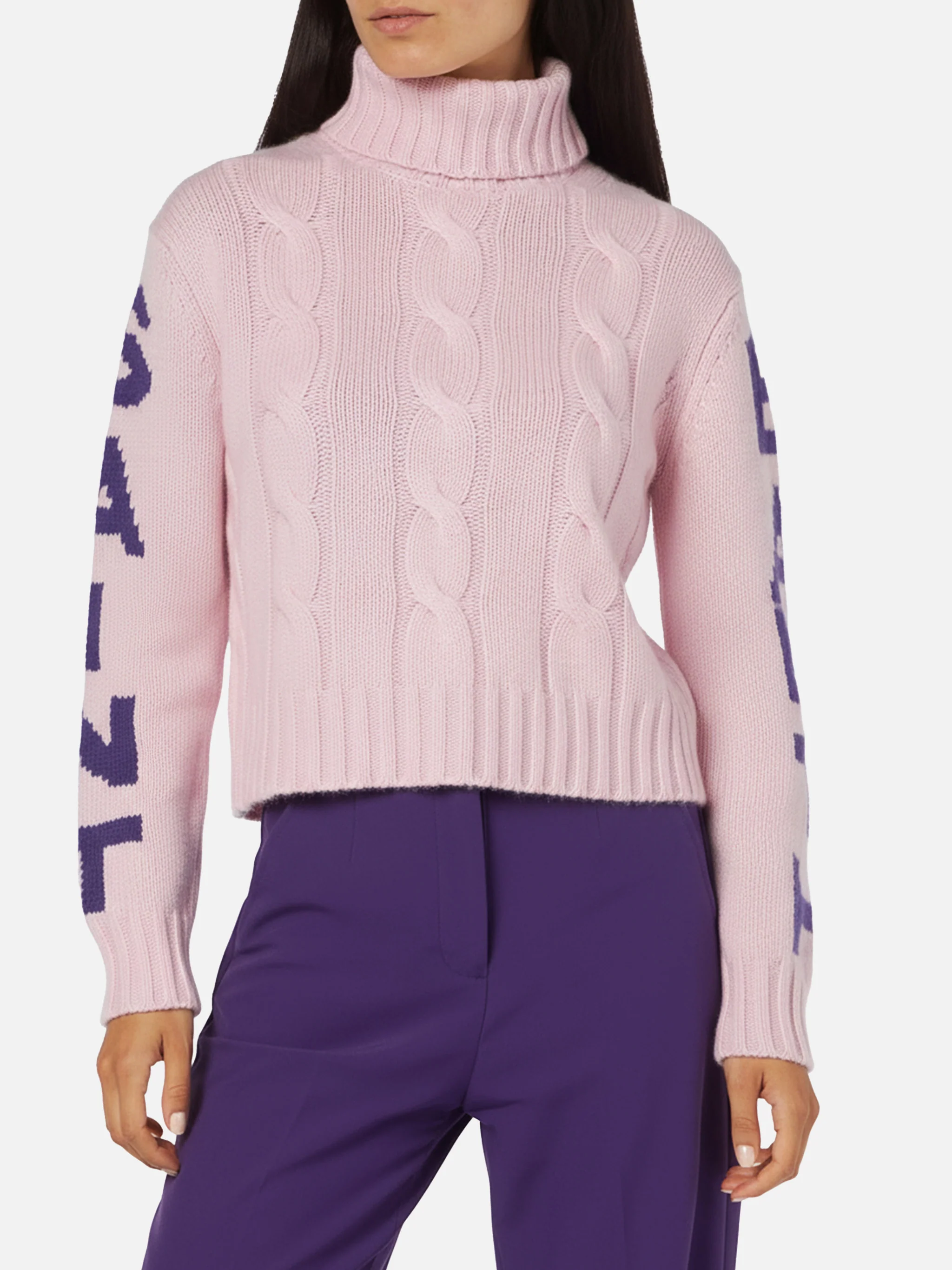 Adler braided turtleneck sweater with logo jacquard