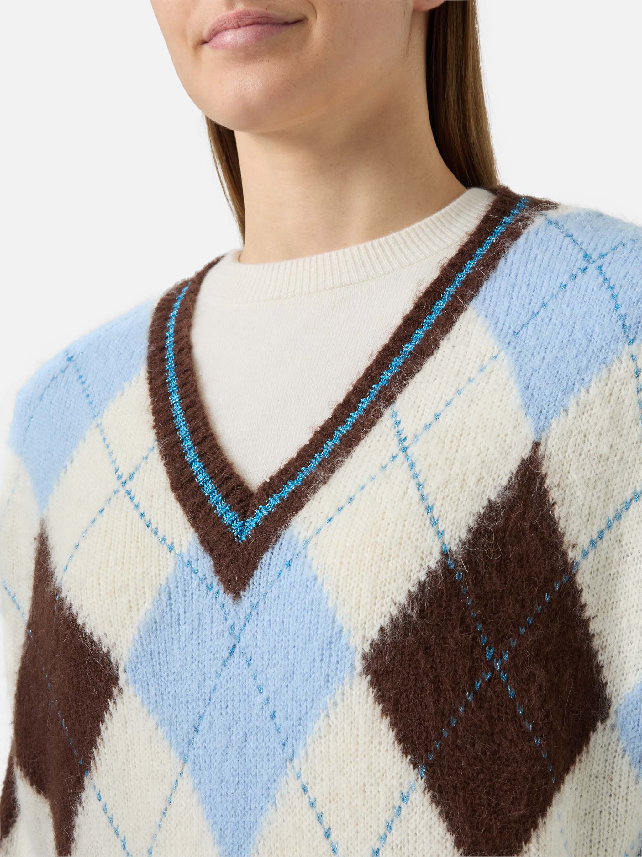 Woman ultra soft knit dress with argyle jacquard - Image 2