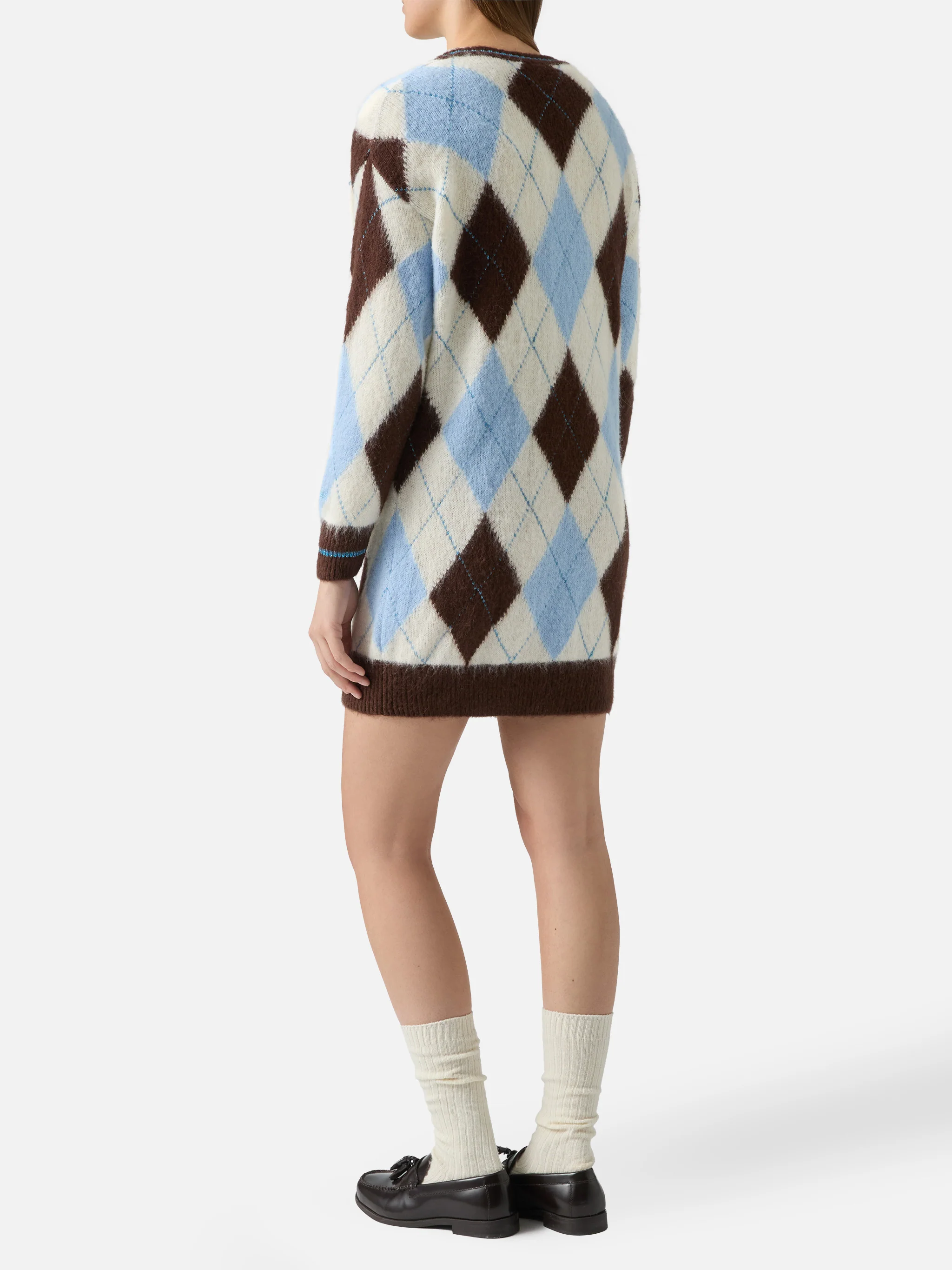 Woman ultra soft knit dress with argyle jacquard - Image 3