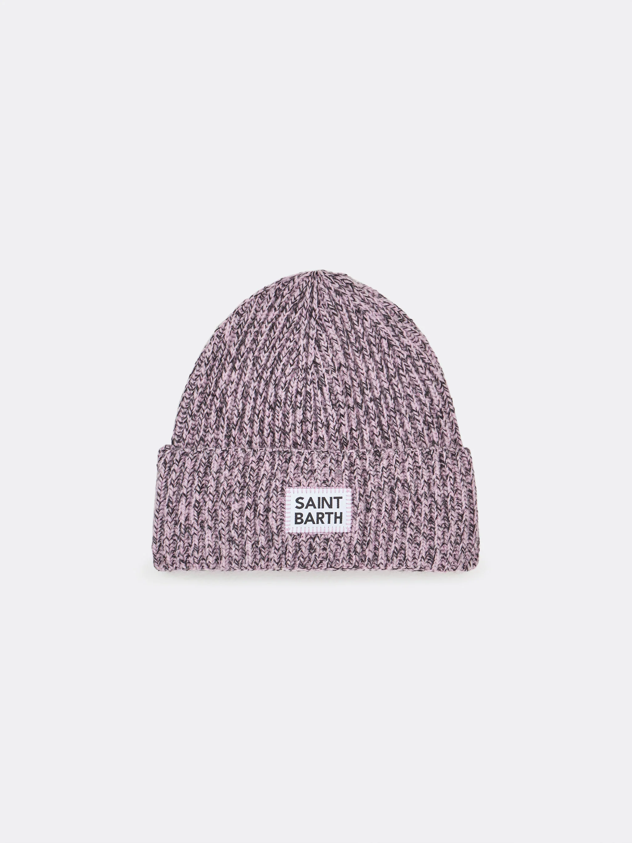 White and pink mouliné beanie with Saint Barth embroidery