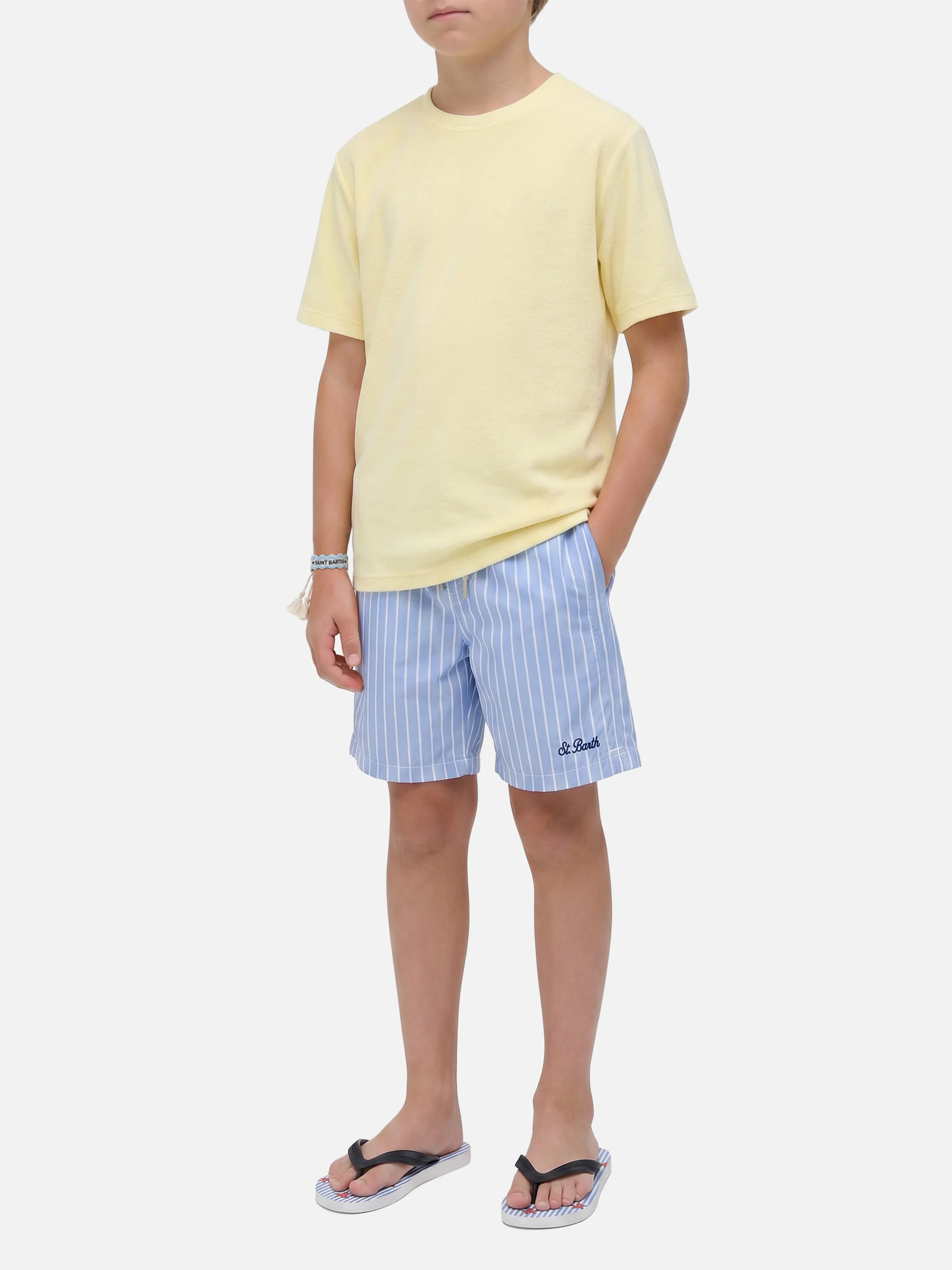Yellow Gary Jr t-shirt in terry-effect fabric with embroidered logo - Image 2