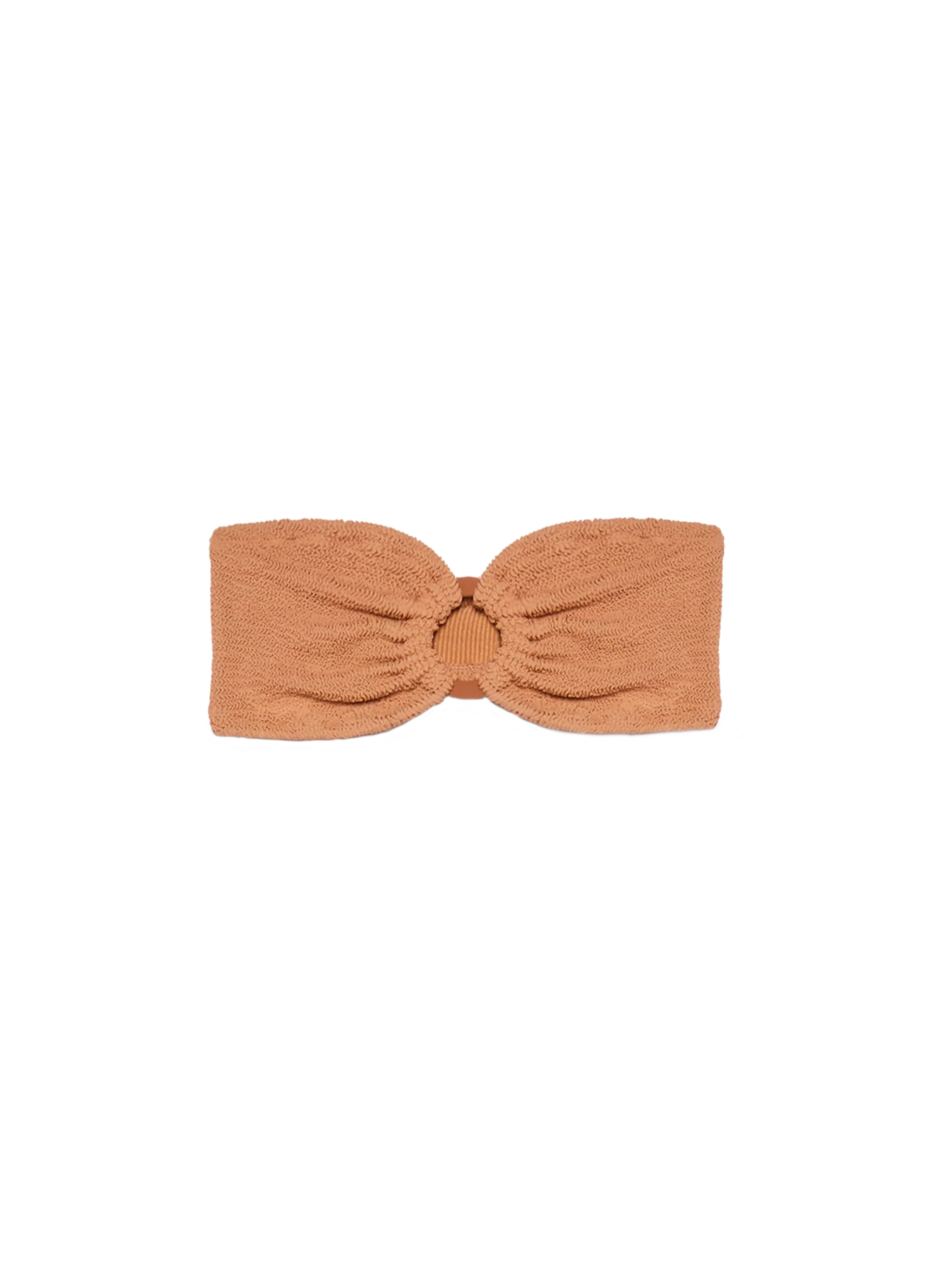 Yulia camel brown crinkle bandeau top